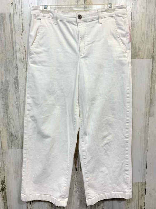 PRE-OWNED Size 8 ELLA MOSS BOTTOMS White Solid BARREL Pants/WHITE DENIM BARREL J