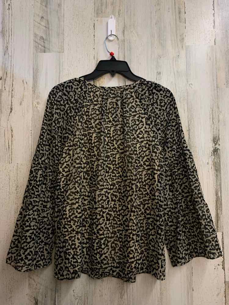 NWT JM COLLECTION Tops Size PS TAN/BLK LEOPARD LONG BACK TOP/TOP W/NECKLACE