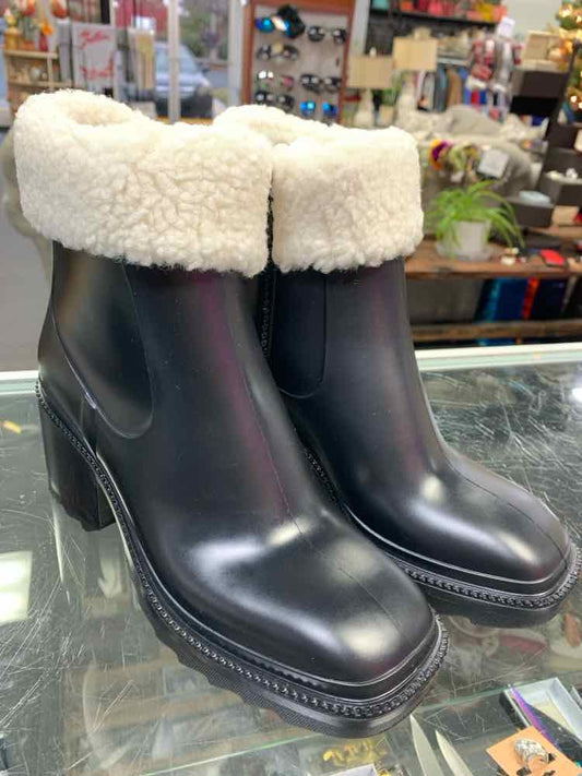 NWT INC SHOES Shoe Size 7 Black Rubber KNEE HIGH RAIN BOOTS W/FAUX FUR TOP