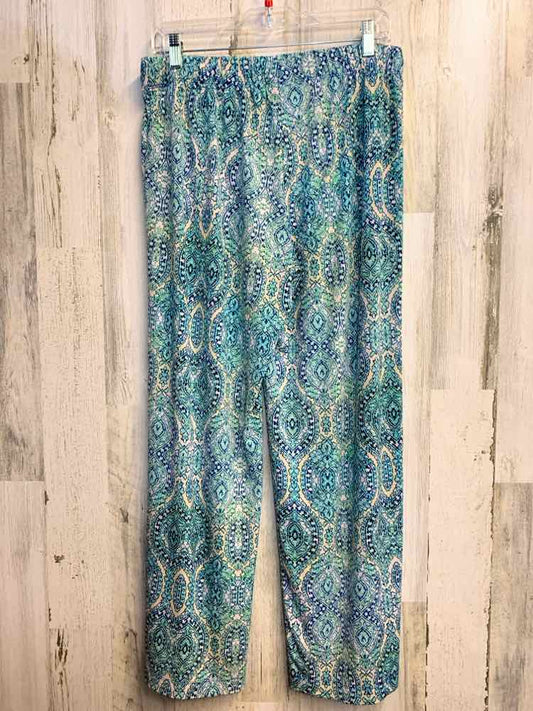 Size PL RAFAELLA BOTTOMS BLU/GRN/CRM MEDALION STRAIGHT Pants