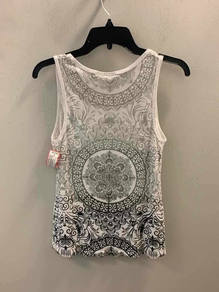 CATO Tops Size M WHT/GRAY MANDALA SLEEVELESS TOP