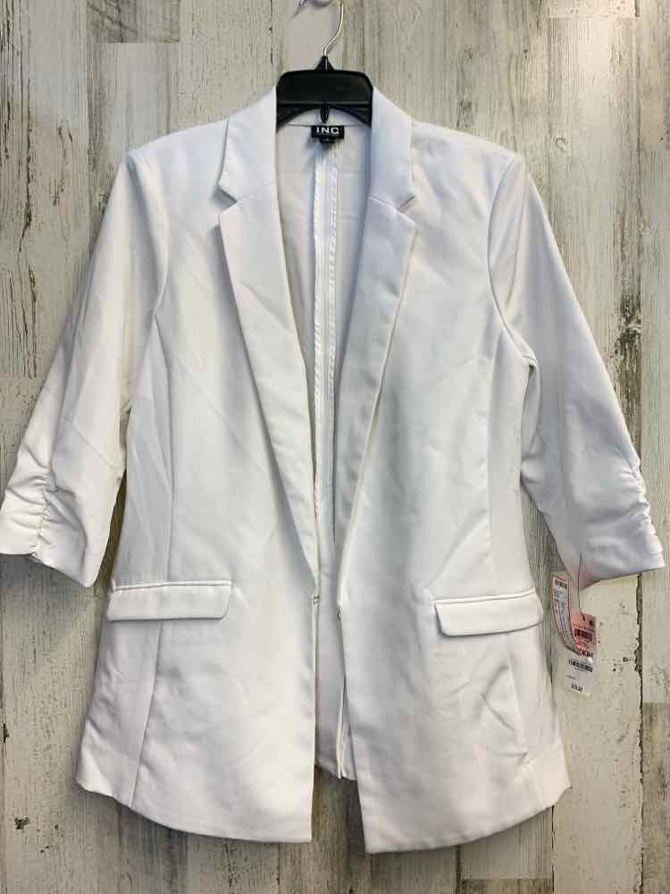 NWT INC Tops Size M White Solid BLAZER Blazer/WHITE LONG SLEEVE BLAZER. BUNCHED