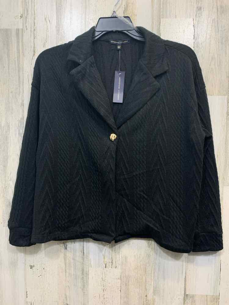 NWT ADRIENNE Tops Size L Black CABLE BLAZER Blazer/BLACK CABLE PATTERN BLAZER W/
