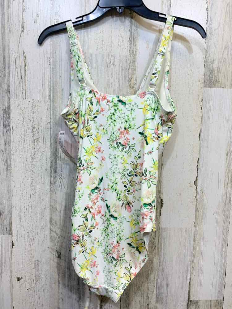 PRE-OWNED NIPTUCK SWIM Swimwear Size 8 WHT/PNK/GRN/BLU Floral WRAP W/TIE