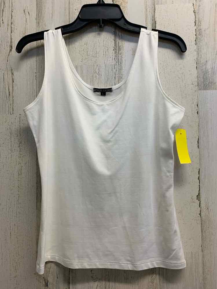 PRE-OWNED ANUE LIGNE Tops Size L White Solid TANK TOP Tank Top/WHITE TANK TOP