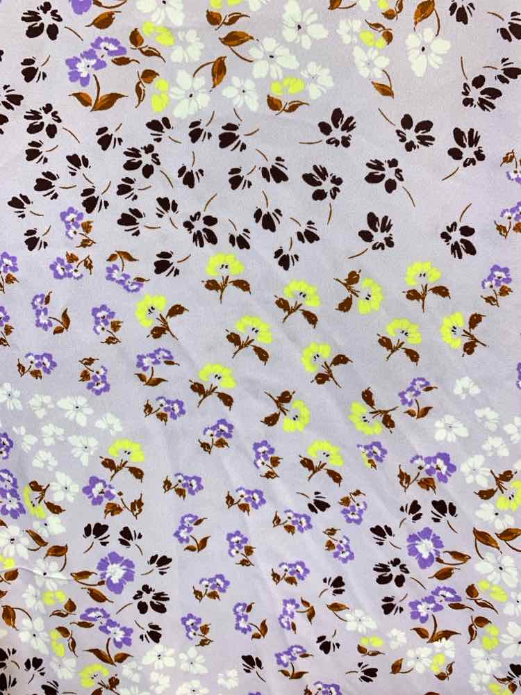 PRE-OWNED ANN TAYLOR Tops Size S Lavender Floral SHORT SLEEVES Blouse/BLK/WHT/LV