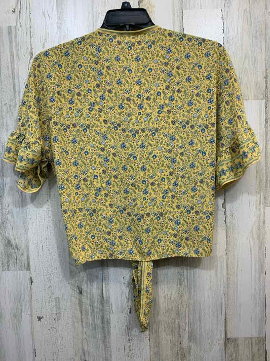 PRE-OWNED MAX STUDIO Tops Size S YELLOW/BLUE/WHITE/ORANGE Floral Blouse/FLORAL S