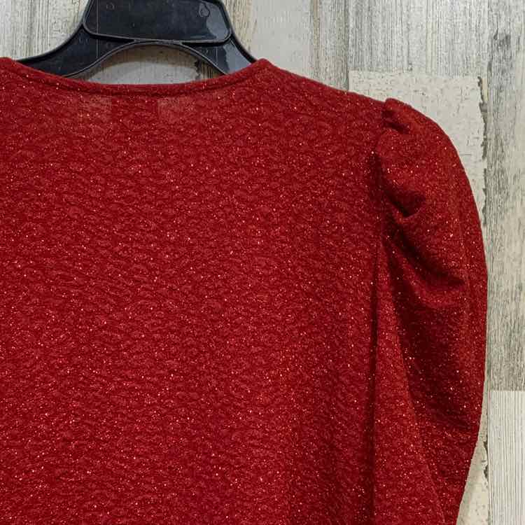 PRE-OWNED ANNE KLEIN Tops Size M Red SPARKLES SHORT SLEEVES TOP/RED SPARKLE SHOR