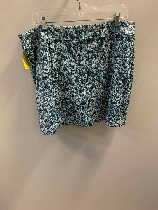 TRANQUILITY PLUS SIZES Size XXL WHT/TEAL/BLU/GRN BLACK LEAFS Skirt