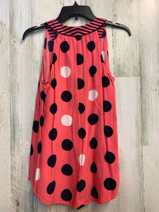 CROWN & IVY Tops Size S PINK/NAVY/WHT DOTS SLEEVELESS TOP