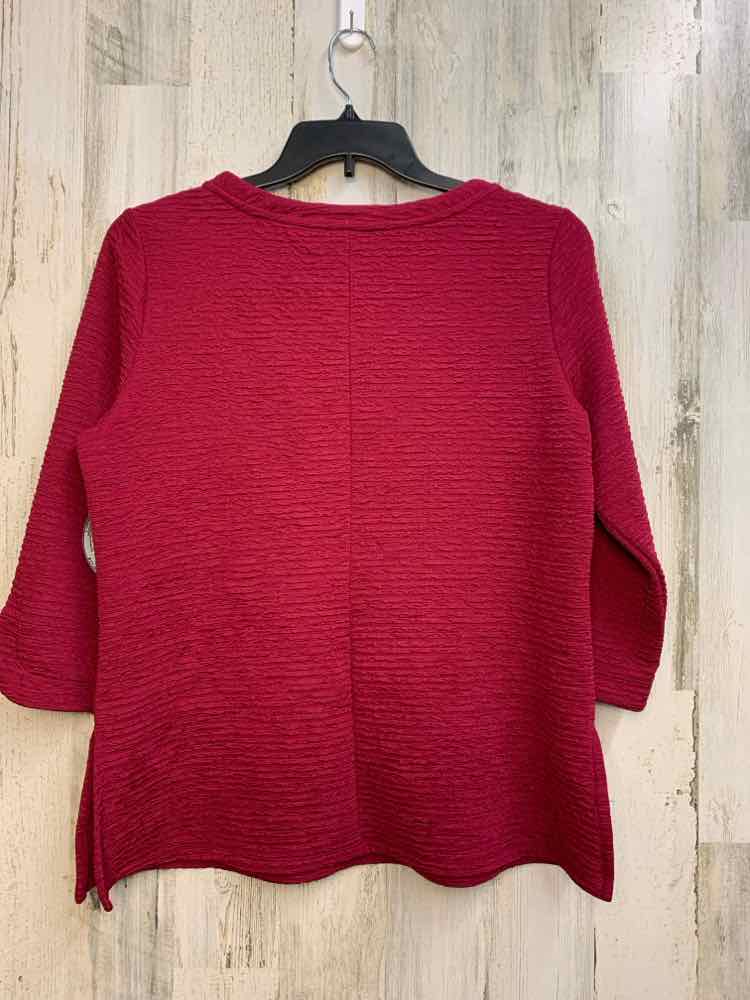 PRE-OWNED KIM ROGERS Tops Size L Fuschia LONG SLEEVES TOP/TEXTURED TOP W/SLITS