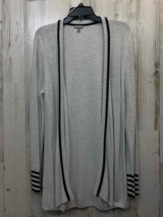 PRE-OWNED TALBOTS Tops Size L GRAY/BLACK CARDIGAN Cardigan/OPEN FRONT GRAY/BLACK