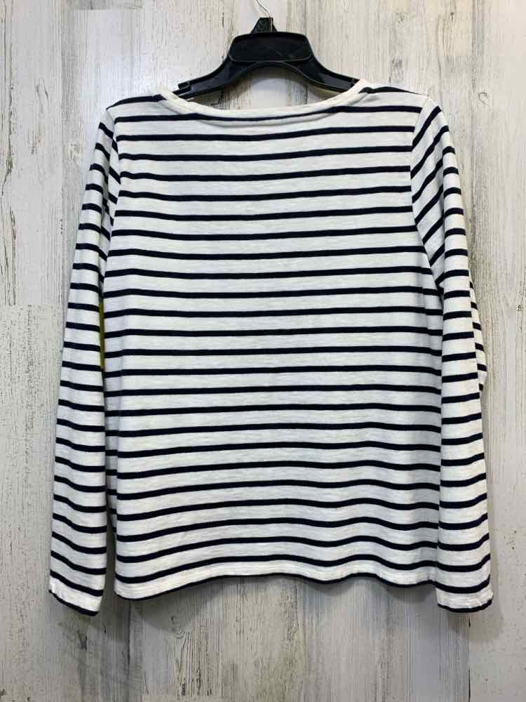 PRE-OWNED TALBOTS Tops Size M WHITE/NAVY PENGUIN LONG SLEEVES TOP/WHITE/NAVY STR