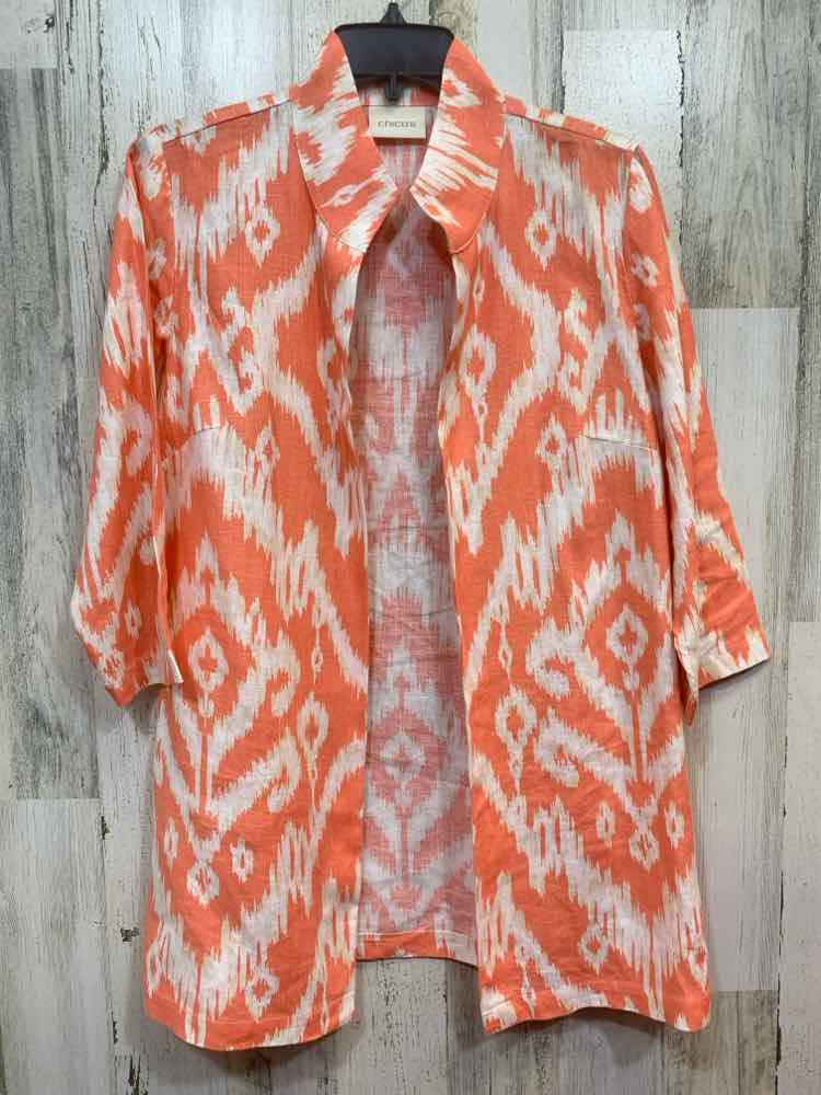 PRE-OWNED CHICO'S Tops Size 0 PEACH/BEIGE ABSTRACT JACKET /LIGHT WEIGHT LIN