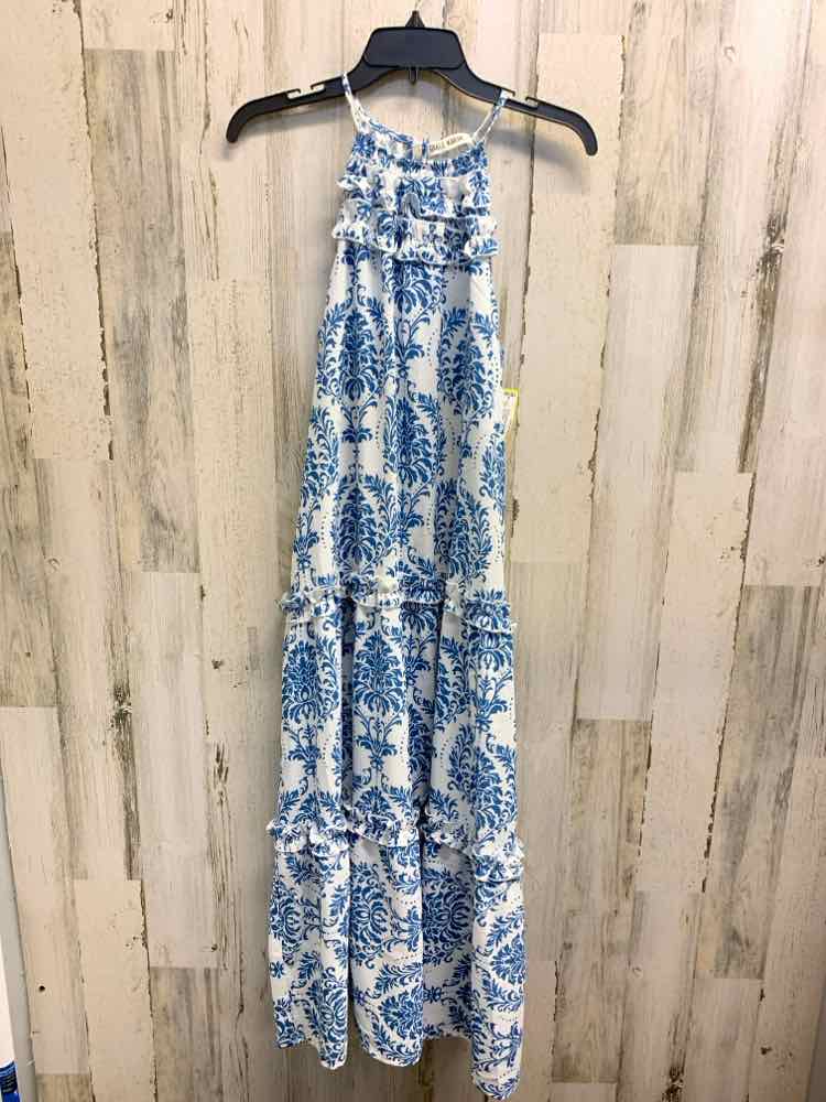 PRE-OWNED GRACE KARIN Dresses and Skirts Size S WHT/BLUE Paisley TIERED Dress