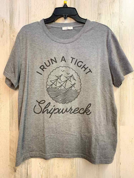 SHESHOW Tops Size XL GRAY/BLK SHORT SLEEVES T-shirt