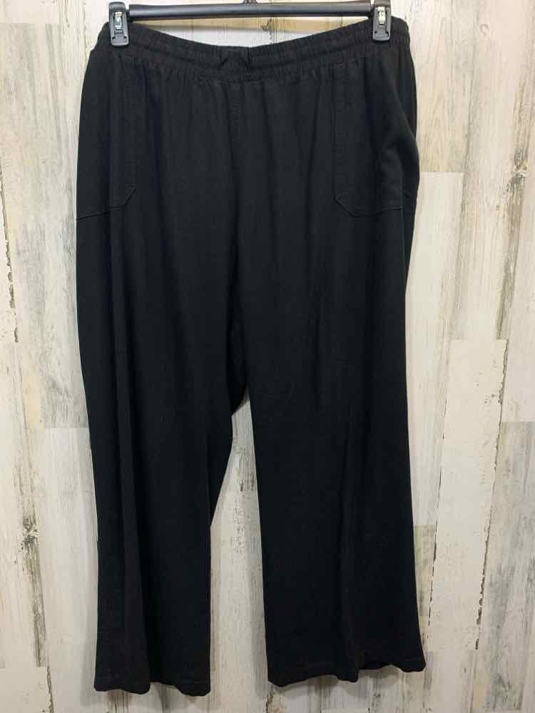 PRE-OWNED Size 26/28 CATO BOTTOMS Black Solid FLOWY Pants/BLACK FLOWY LINEN PANT