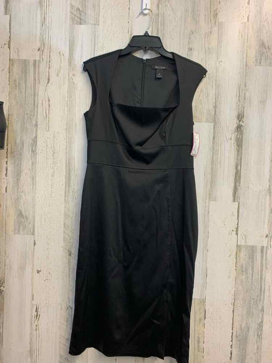 PRE-OWNED WHITE HOUSE/BLACK MARKET Size 8P Black Dress/SATIN /SQUARE NECK
