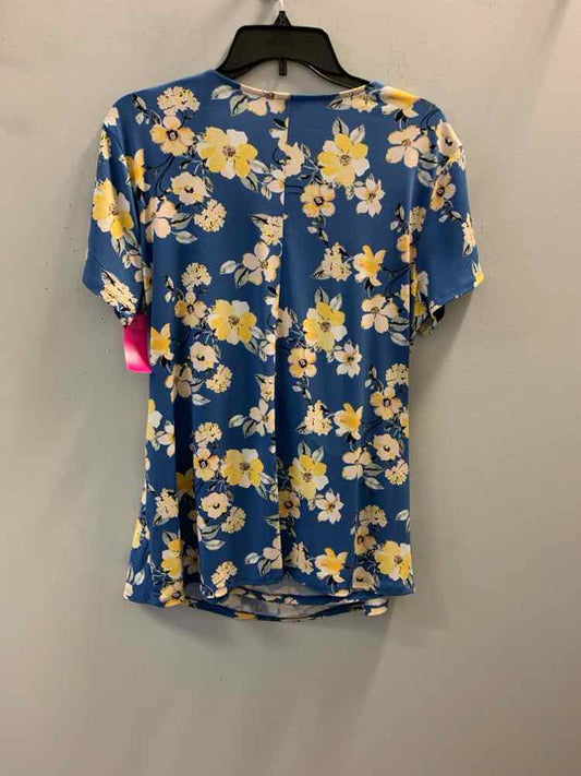 EST 1946 Tops Size L BLU/YLW Floral SHORT SLEEVES TOP