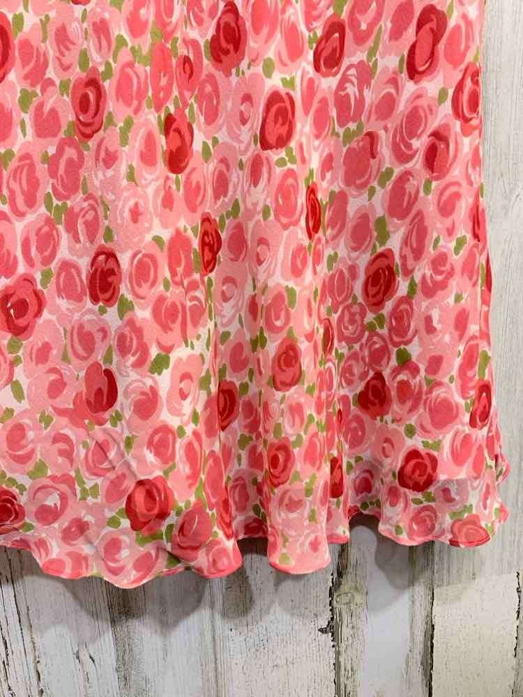 PRE-OWNED ANN TAYLOR Dresses and Skirts Size 4 PINK/GREEN ROSES SUNDRESS Dress/P