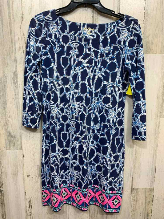 PRE-OWNED LILLY PULITZER Designer Handbags Size XS WHT/BLU BAMBOO Dress