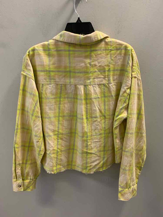 NWT WILD FABLE Tops Size M YEL/BEG Plaid LONG SLEEVES TOP