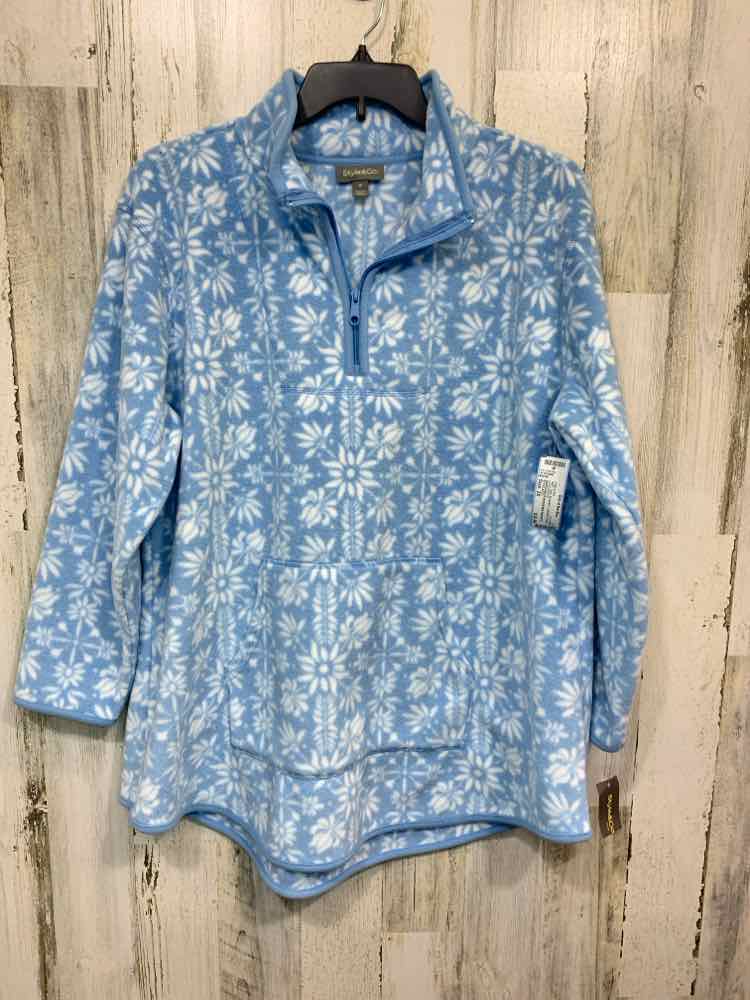 NWT STYLE & CO Size 2X Tops BLU/WHT SHERPA Floral LONGSLEEVE SWEATER