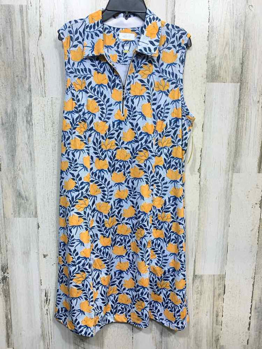 PRE-OWNED GREG NORMAN/POPPY PRINT STRETCH ZIP DRESS