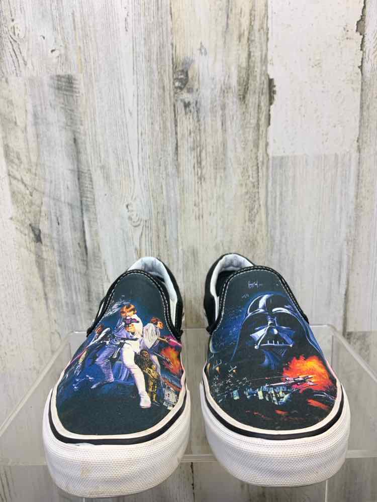 PRE-OWNED BLACK/RED Size 8 Shoes/VANS: STAR WARZ SLIP ON SHOES