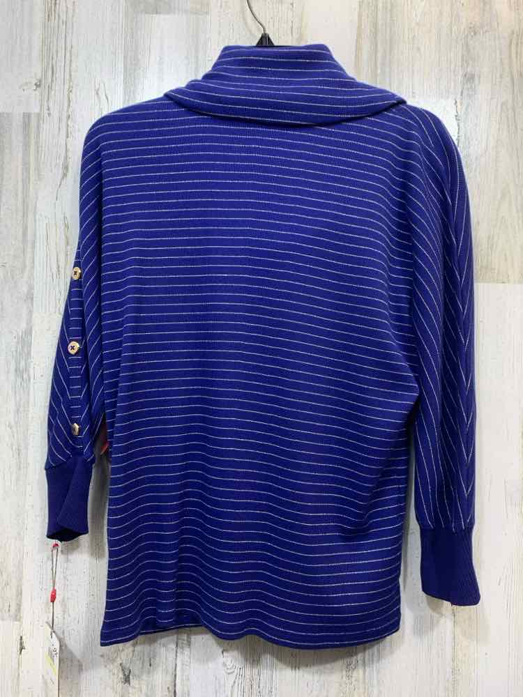 NWT RAFAELLA Tops Size M ROYAL BLU/GOLD Stripe COWL NECK TOP