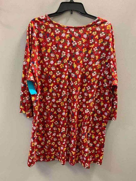 ULLA POPKEN Tops Size 16/18 RED/YELLOW Floral TOP