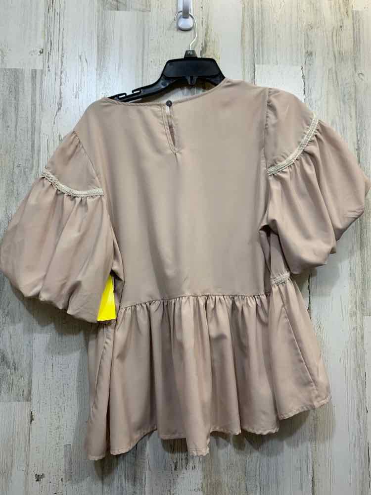 NWT SHE + SKY Tops Size L Tan BELL SLEEVES Blouse
