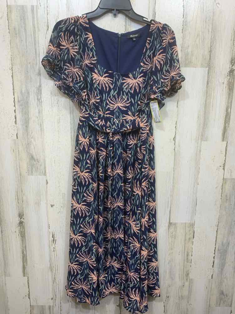 PRE-OWNED MADEWELL Dresses and Skirts Size S NAVY/PINK/GRN PALM FRONDS Dress/NAV