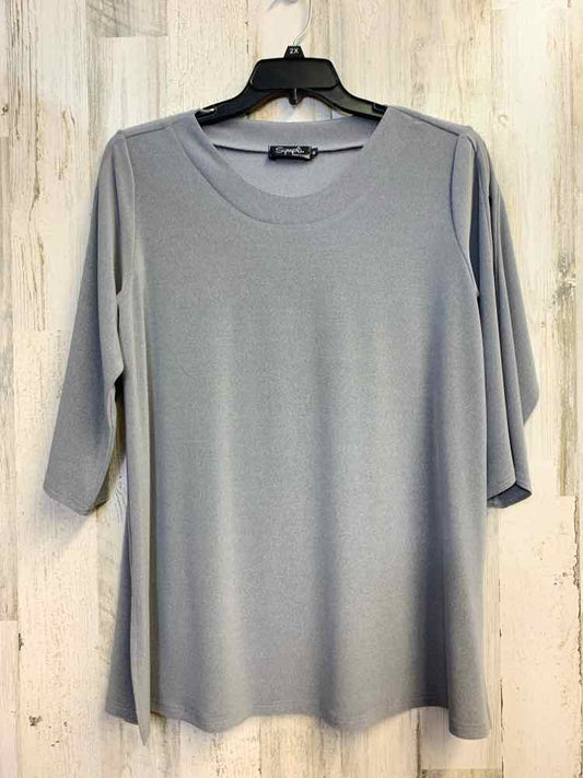 SYMPLI Tops Size 14 Gray 3/4 LENGTH TOP