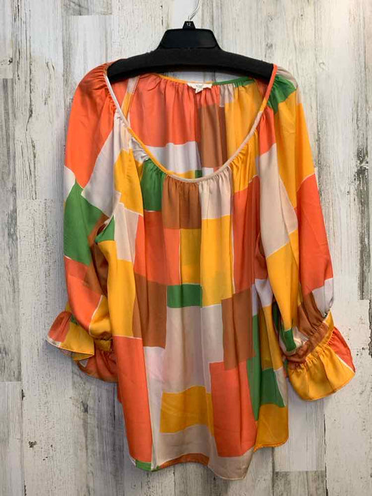 EASEL PLUS SIZES Size 3X YEL/PEACH/LIME BLOCKS 3/4 LENGTH TOP