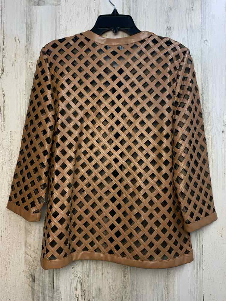 NWT T & W DESIGNS Tops Size M Caramel MESH JACKET Jacket