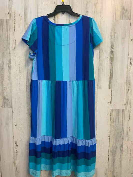 ISAAC MIZRAH Dresses and Skirts Size LP BLU/AQUA/TEAL/NAVY Stripe Dress