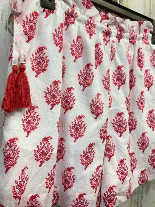 PRE-OWNED Size M ROLLER RABBIT BOTTOMS WHITE/PINK/FUSH Floral SHORTS Shorts/FLOR
