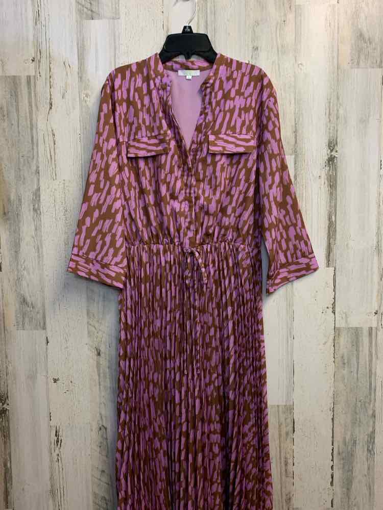 JADE Dresses and Skirts Size L PINK/BROWN PAINT BRUSH LONG SLEEVES Dress