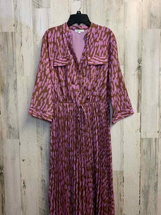 JADE Dresses and Skirts Size L PINK/BROWN PAINT BRUSH LONG SLEEVES Dress