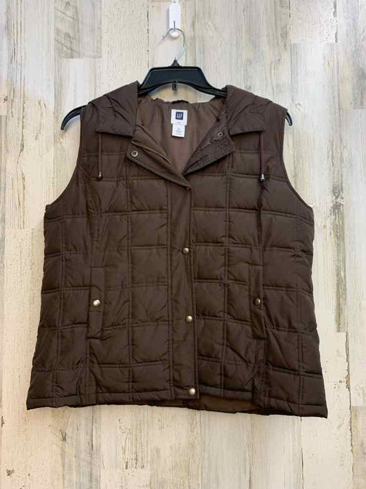 GAP Tops Size XL DARK BRN VEST Vest/DARK BROWN PUFFER VEST W/ HOOD