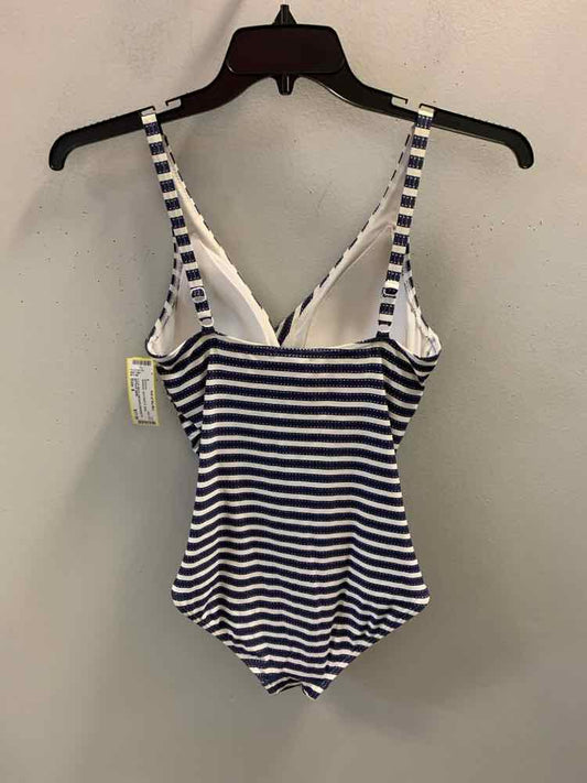 NIPTUCK SWIM Swimwear Size 8 NAVY/WHITE Stripe Swimsuit