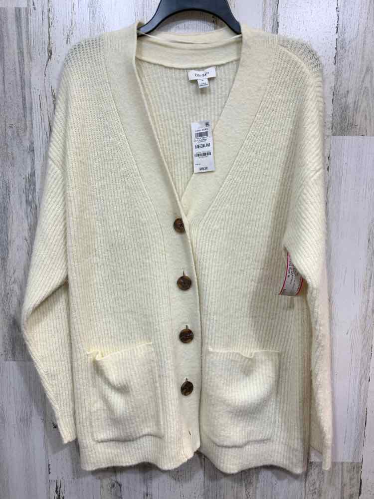 NWT ON 34TH Size M Tops Cream RIB KNIT LONG SLEEVE/V NECK BUTTON UP CARDIGAN