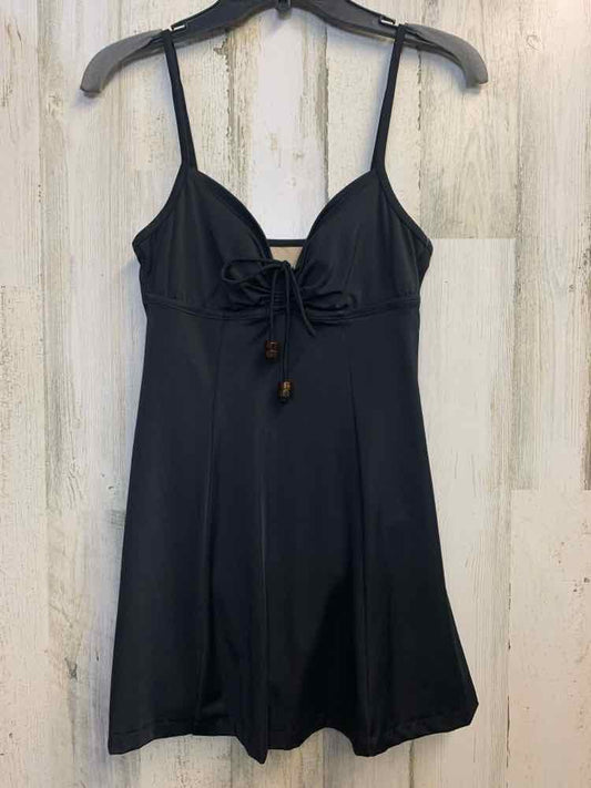 PRE-OWNED I.F. Swimwear Size 8 Black SPAGHETTI STRAP Swimsuit