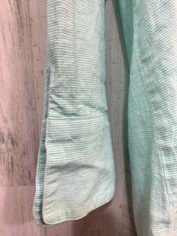 PRE-OWNED VINYARD VINES Tops Size M GREEN/WHITE STRIPES LONG SLEEVE Blouse