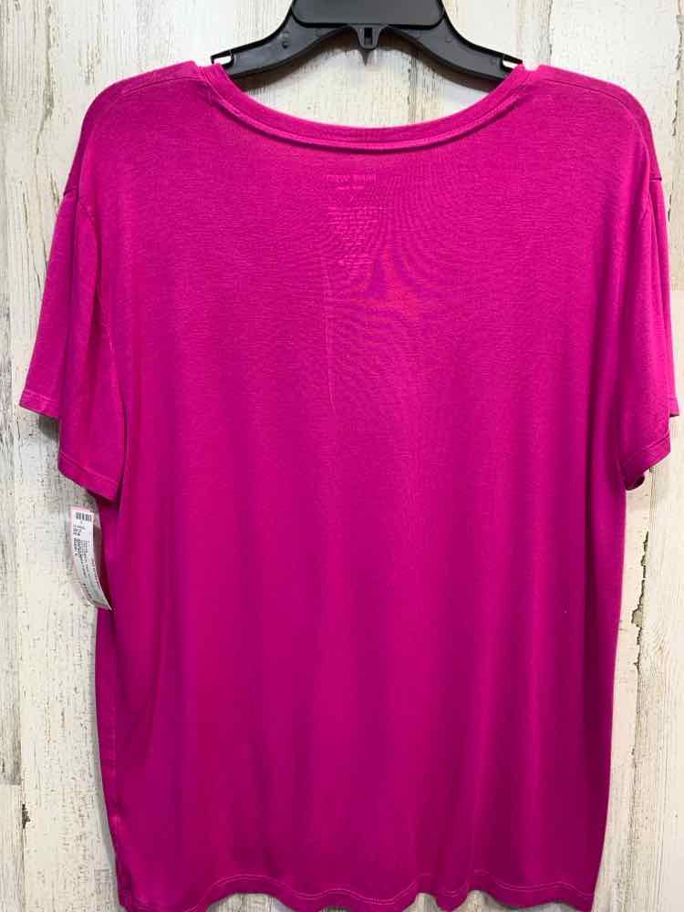 PRE-OWNED NINE WEST Tops Size L HOT PINK SHORT SLEEVES Blouse
