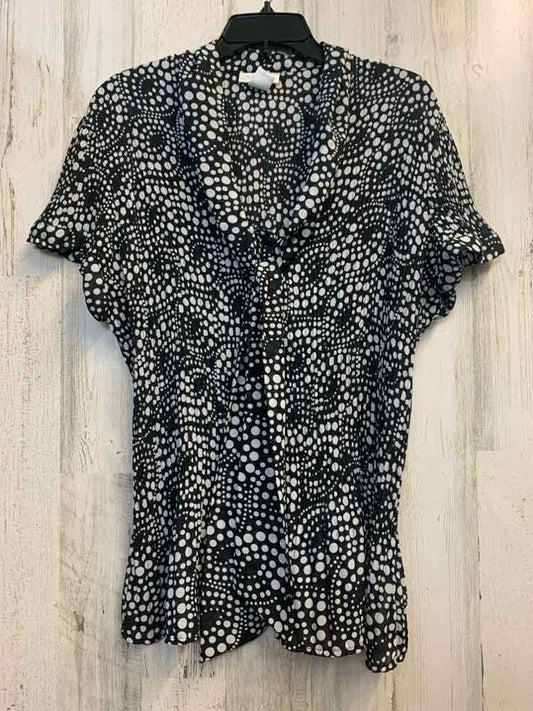 WORTHINGTON PLUS SIZES Size 3X BLK/WHT DOTS SHORT SLEEVES TOP