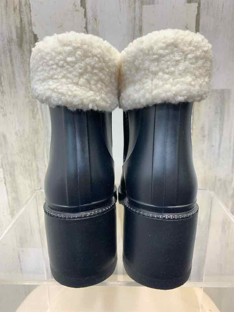 NWT INC SHOES Shoe Size 6 Black Rubber KNEE HIGH RAIN BOOTS W/FAUX FUR TOP