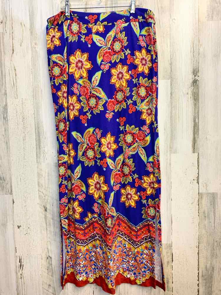 PRE-OWNED CATO Dresses and Skirts Size M BLU/YLW/ORNG Floral MAXI Skirt