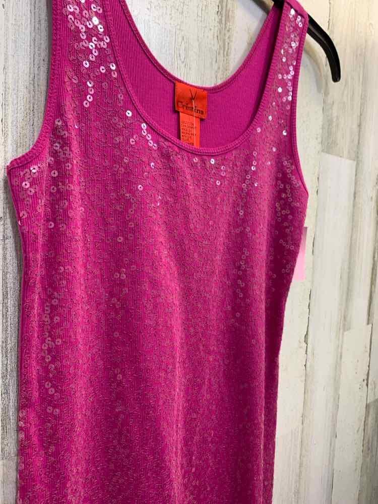 NWT CRISTINA Tops Size L Fuschia SEQUINED TANK TOP Tank Top/FUCHSIA SEQUINED TAN